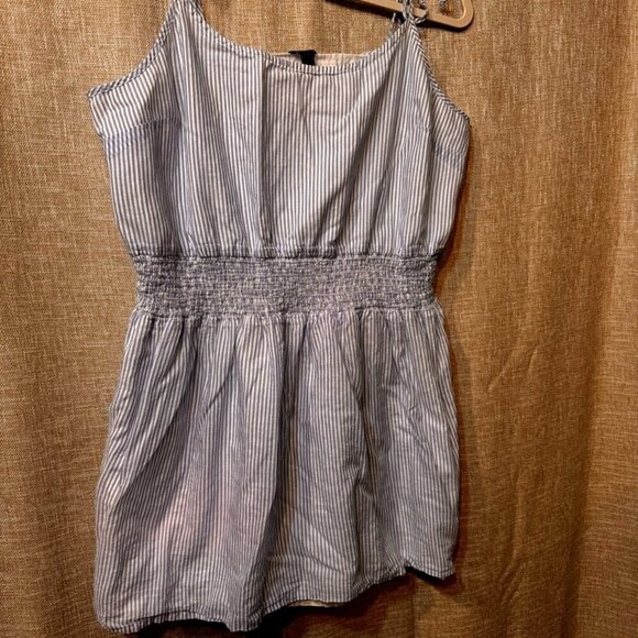 J. Crew Cotton Blue and White striped mini sundress-Size XL - Picture 1 of 10